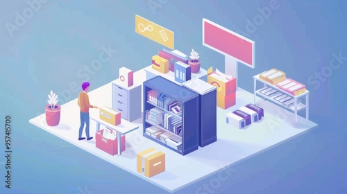 3D Isometric Flat Vector Conceptual Illustration of Customer Base, CDM Client Data Management 