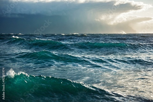 Person surfing on a wave in the ocean, suitable for use in travel, adventure, or outdoor recreation images