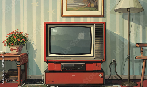 An isolated vector of a retro television.