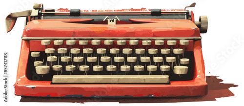 An isolated vector of a retro typewriter.