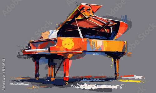 An isolated vector of a grand piano.
