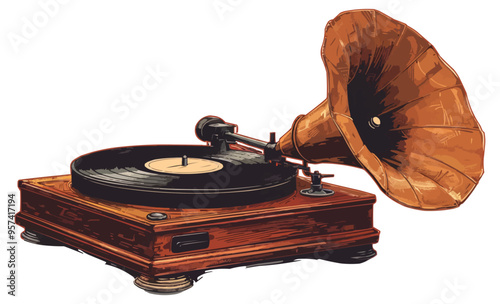 An isolated vector of a gramophone.