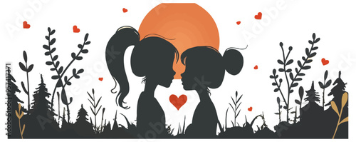 simple vector logo for a children's camp on the theme: love is not afraid