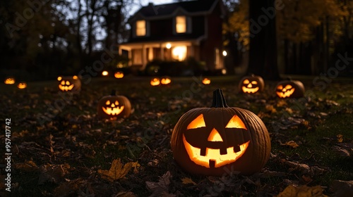 jack o lantern in the yard