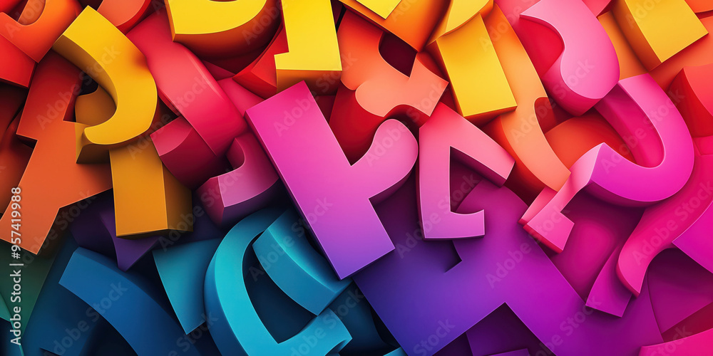 Fototapeta premium Colorful abstract typography background with 3d letters in vibrant hues