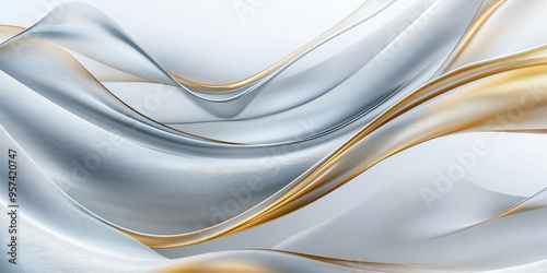 Elegant abstract wave patterns in silver and gold tones for modern design concepts