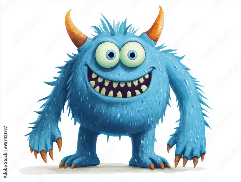 Naklejka premium Happy Halloween card design with funny monster character