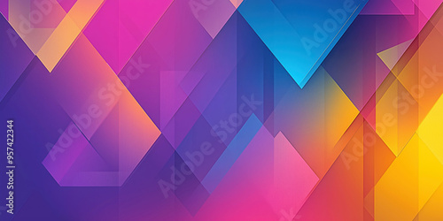Vibrant geometric abstract background with overlapping shapes and bold colors