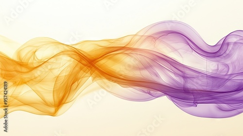  A close-up photo of a blend of purple and yellow smoke on a white background against a white wall