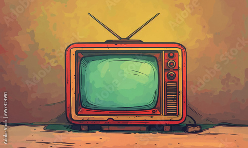 An isolated vector of a retro television.
