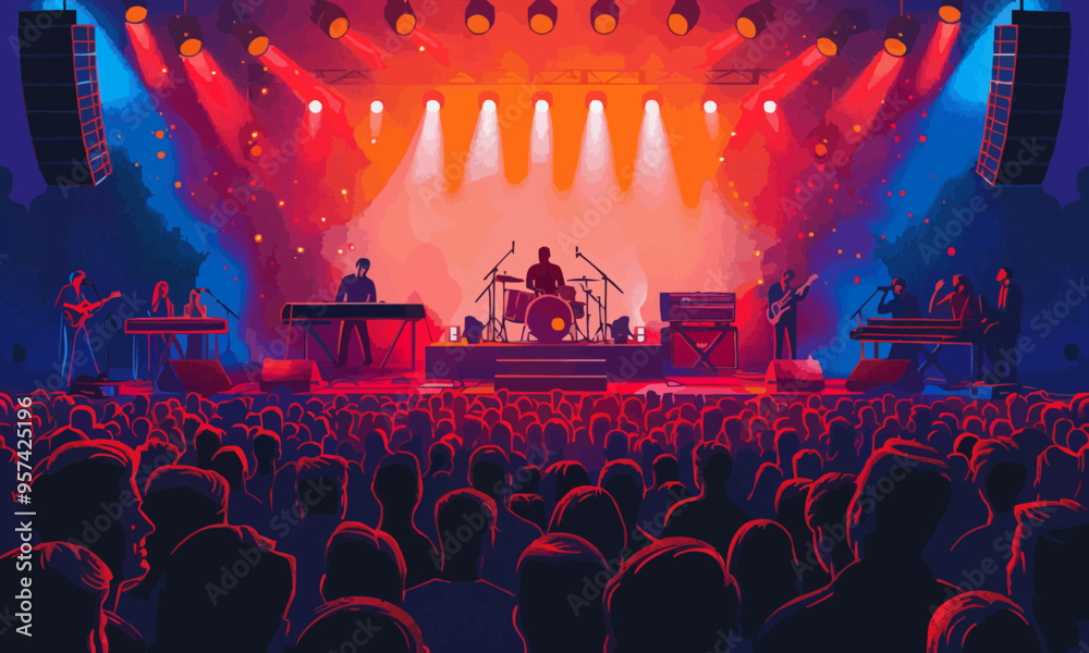 A flat vector of a music concert.