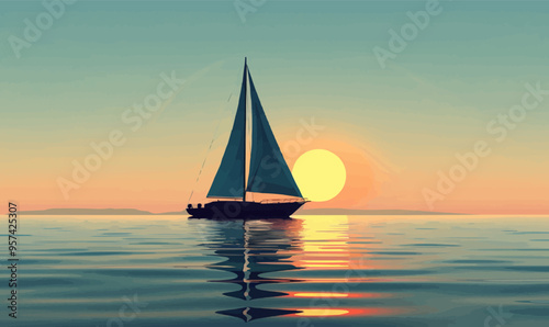 A minimalist vector of a sailing boat.
