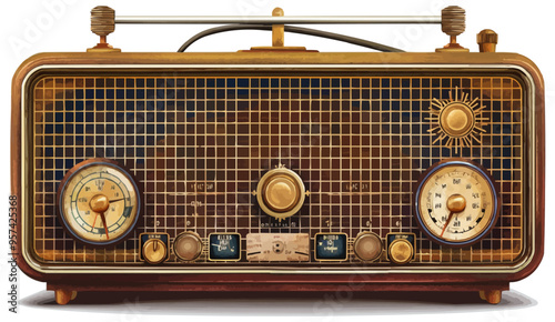 An isolated vector of a vintage radio.