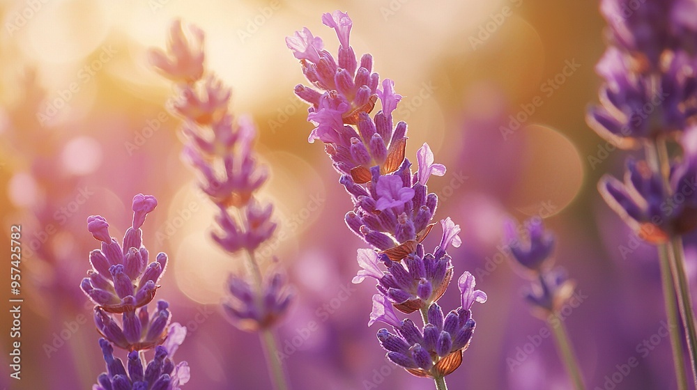 Naklejka premium A close-up of a group of flowers with a blurred foreground of the flowers and a blurred background
