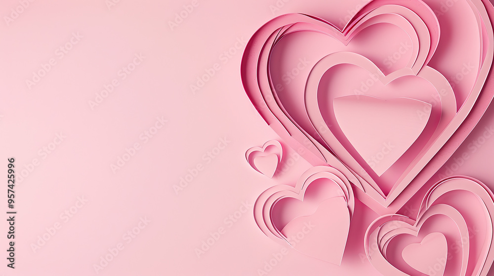 heart shapes on pastel paper. wide copy space heart shapes on pastel paper. wide copy space