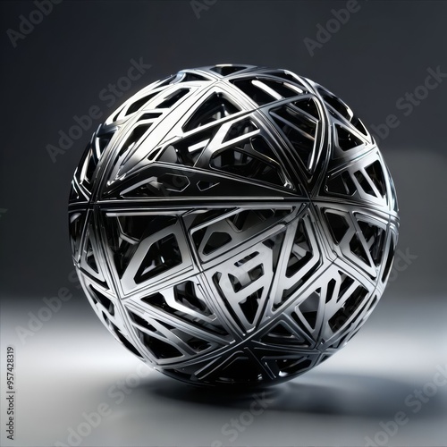 Patterned Black and White Ball photo