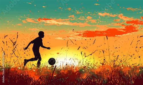 A silhouette vector of a person playing soccer.