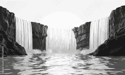 A linear vector of a waterfall.