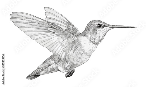 A linear vector of a hummingbird.