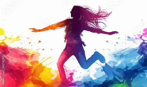 A silhouette vector of a person dancing.