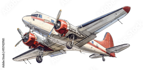 An isolated vector of a classic airplane.