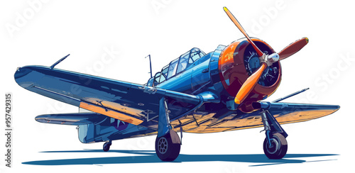 An isolated vector of a classic airplane.