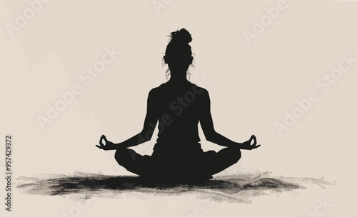 Silhouette of a person meditating.