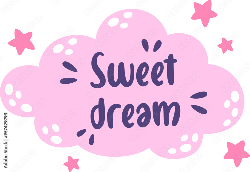 Cloud And Stars With Sweet Dream Inscription Cloud And Stars With Sweet Dream Inscription
