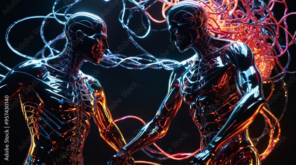 Two Skeletons Standing Together Two Skeletons Standing Together