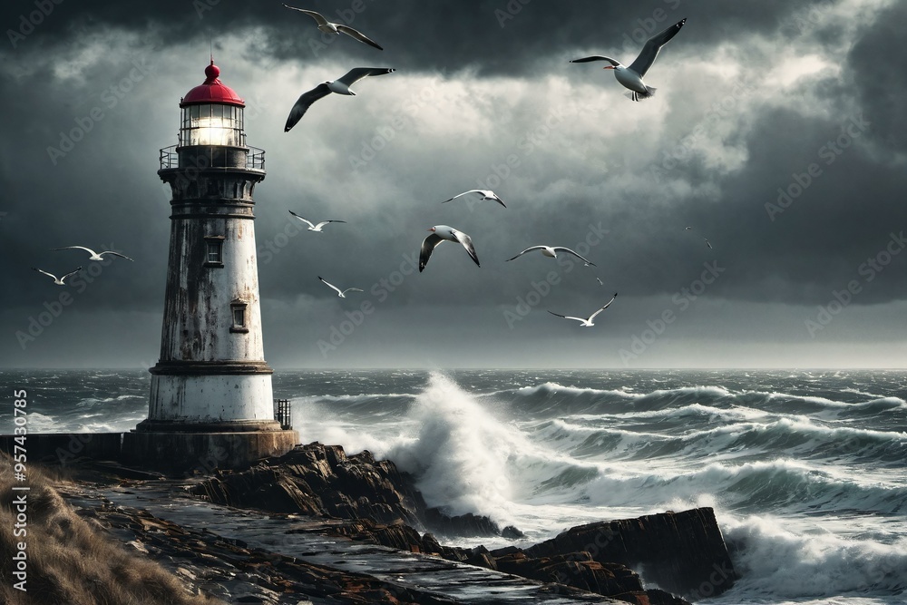 Obraz premium lighthouse at night