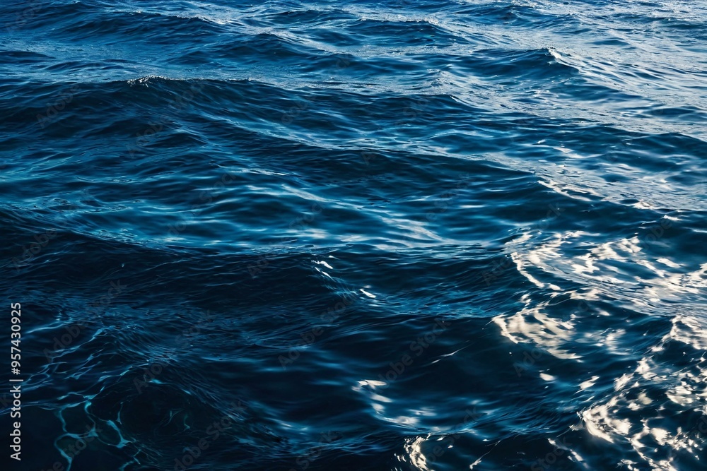 Fototapeta premium A surfer rides a wave in the middle of the ocean, great for adventure and travel themes