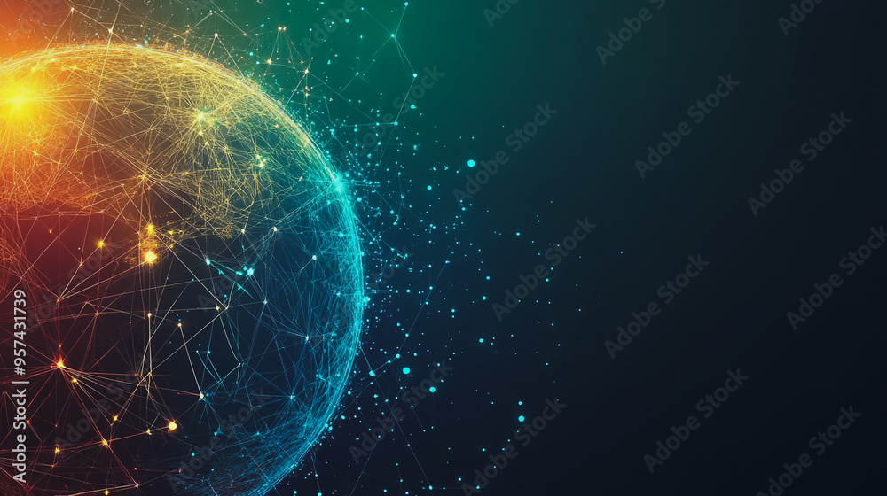 Obraz premium background Innovation network points Earth's surface wave background Abstract digital wave background information technology background The background is the background. gradient wave digital wave ban