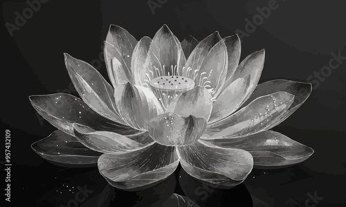A linear vector of a lotus flower.