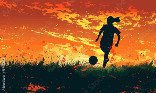 A silhouette vector of a person playing soccer.