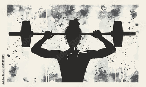 A silhouette vector of a person lifting weights.