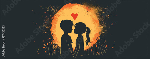 simple vector logo for a children's camp on the theme: love is not afraid