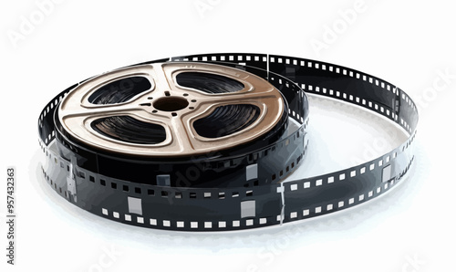 An isolated vector of a classic film reel.