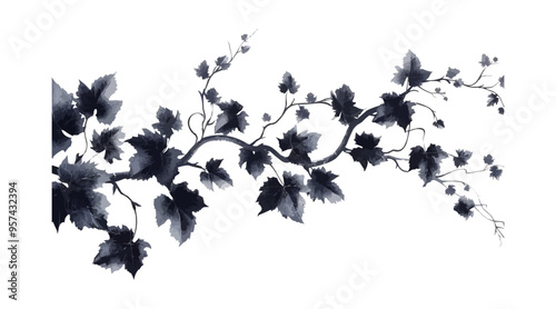 A linear vector of a vine with leaves.