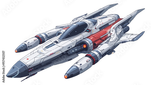 An isolated vector of a spaceship.