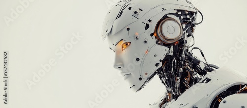 3D illustration of a robot in a white background