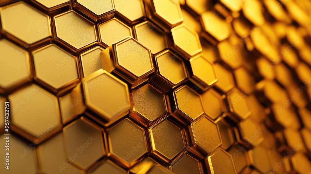 Honeycomb fractal golden hexagonal pixel pattern illustration Honeycomb fractal golden hexagonal pixel pattern illustration