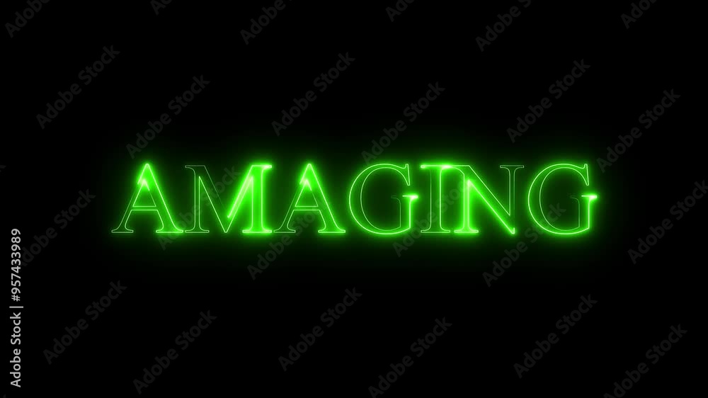 Amazing text green color Neon Glowing on black background. 4K video animation, Amazing neon text animation. Amazing text green color Neon Glowing on black background. 4K video animation, Amazing neon text animation.