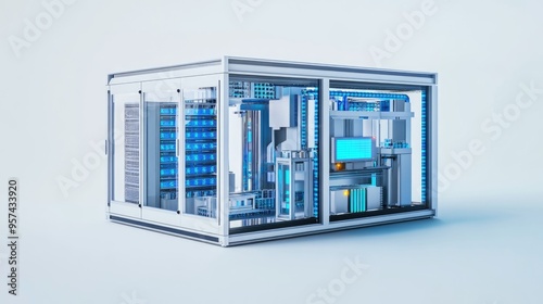 3D illustration of a network workstation server featuring an isolated design against a white background photo