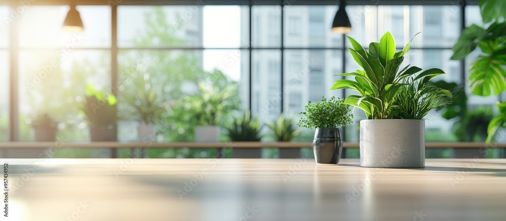 Blurred backdrop of a modern office featuring plants and ample natural light Interior photography emphasizing a sustainable work environment Design ideas for eco conscious office spaces Blurred backdrop of a modern office featuring plants and ample natural light Interior photography emphasizing a sustainable work environment Design ideas for eco conscious office spaces
