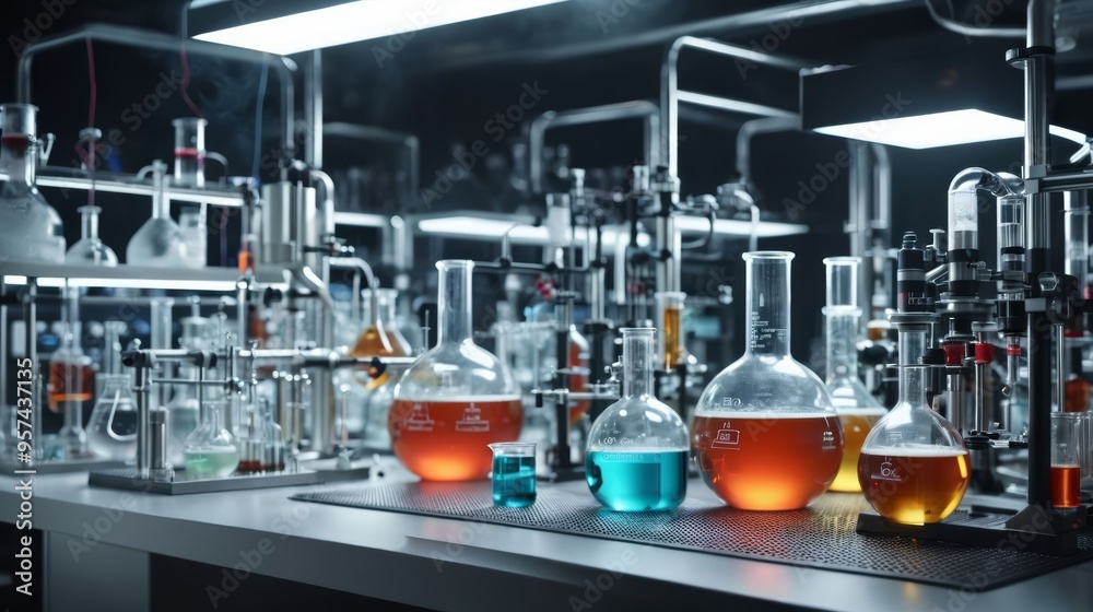 Lab Filled With Bottles of Liquid Lab Filled With Bottles of Liquid