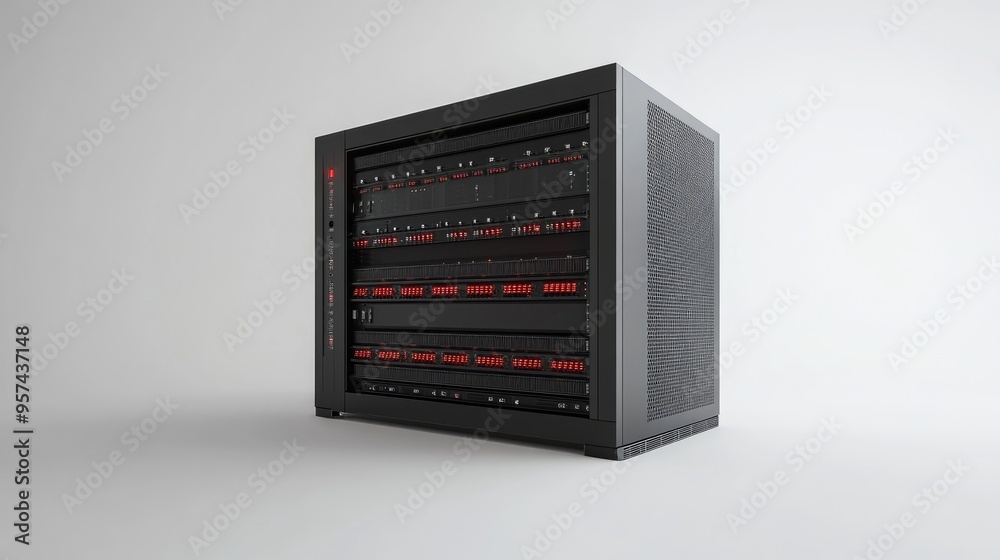Fototapeta premium 3D illustration of a network workstation server featuring an isolated design against a white background