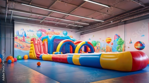 Large Inflatable Slide in Play Room
