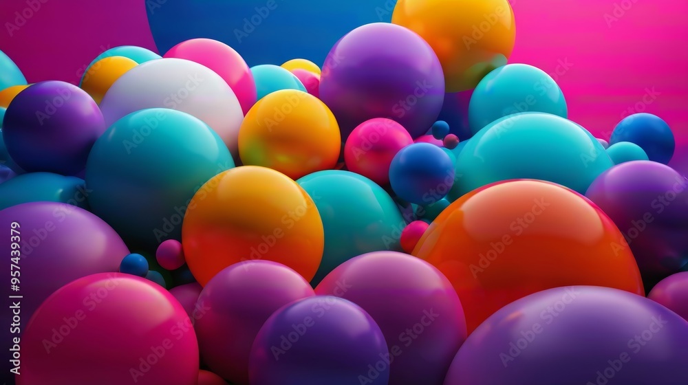 Group of Colorful Balloons Floating in the Air Group of Colorful Balloons Floating in the Air