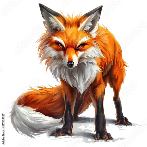 Foxe violent fantasy animal cartoon isolated whitebackground