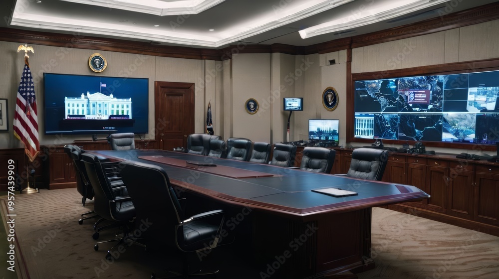 Modern Conference Room With Large Table and Chairs Modern Conference Room With Large Table and Chairs